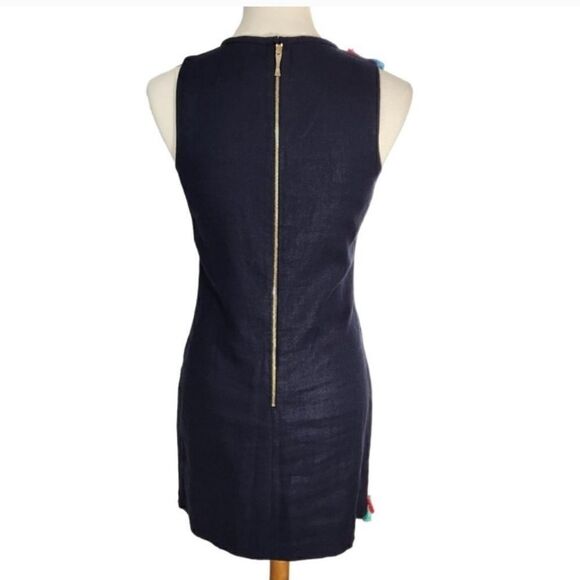 Kate Spade Navy Fringe Tassels Rhinestones Silver Studs Dress Sleeveless Sz 2 - Picture 9 of 15